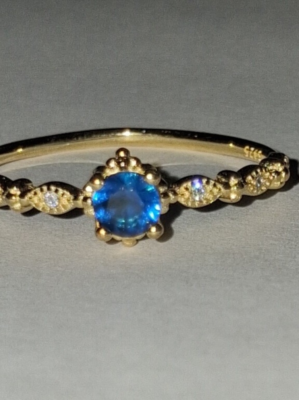 18K Gold Sterling Silver Blue Topaz Ring